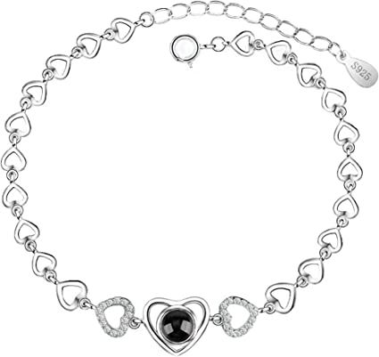 Bracelet tendance personnalisé avec projection photo en forme de cœur