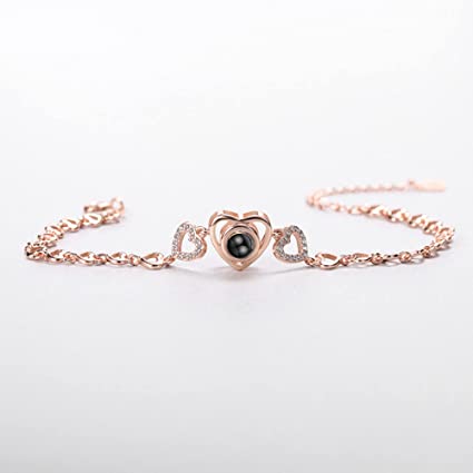 Bracelet tendance personnalisé avec projection photo en forme de cœur
