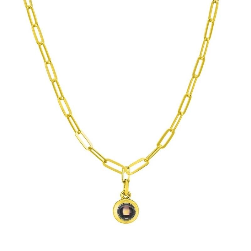 Collier à maillons avec projection photo personnalisée et trombone 
