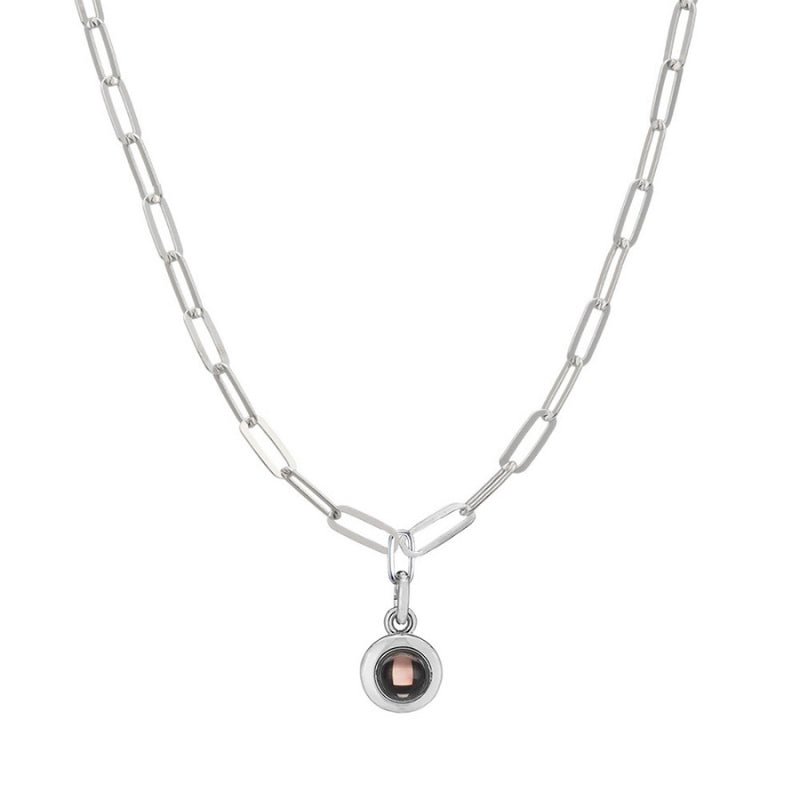 Collier à maillons avec projection photo personnalisée et trombone 