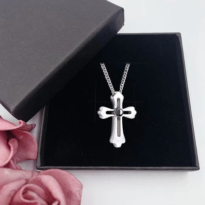 Collier photo personnalisé pour homme | Croix avec projection photo 