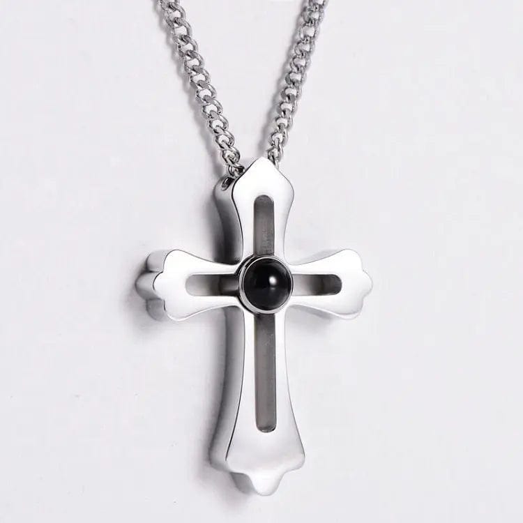 Collier photo personnalisé pour homme | Croix avec projection photo 