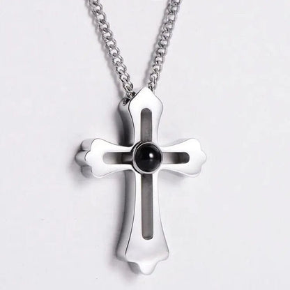 Collier photo personnalisé pour homme | Croix avec projection photo 