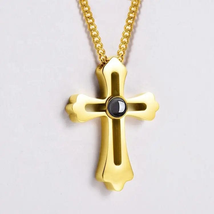 Collier photo personnalisé pour homme | Croix avec projection photo 