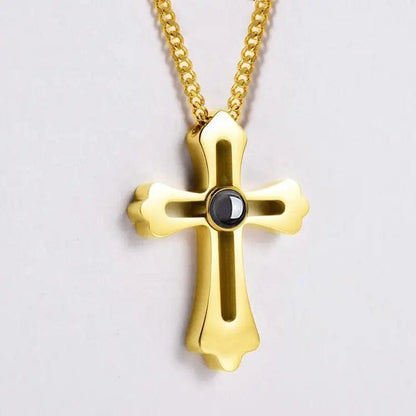 Collier photo personnalisé pour homme | Croix avec projection photo 