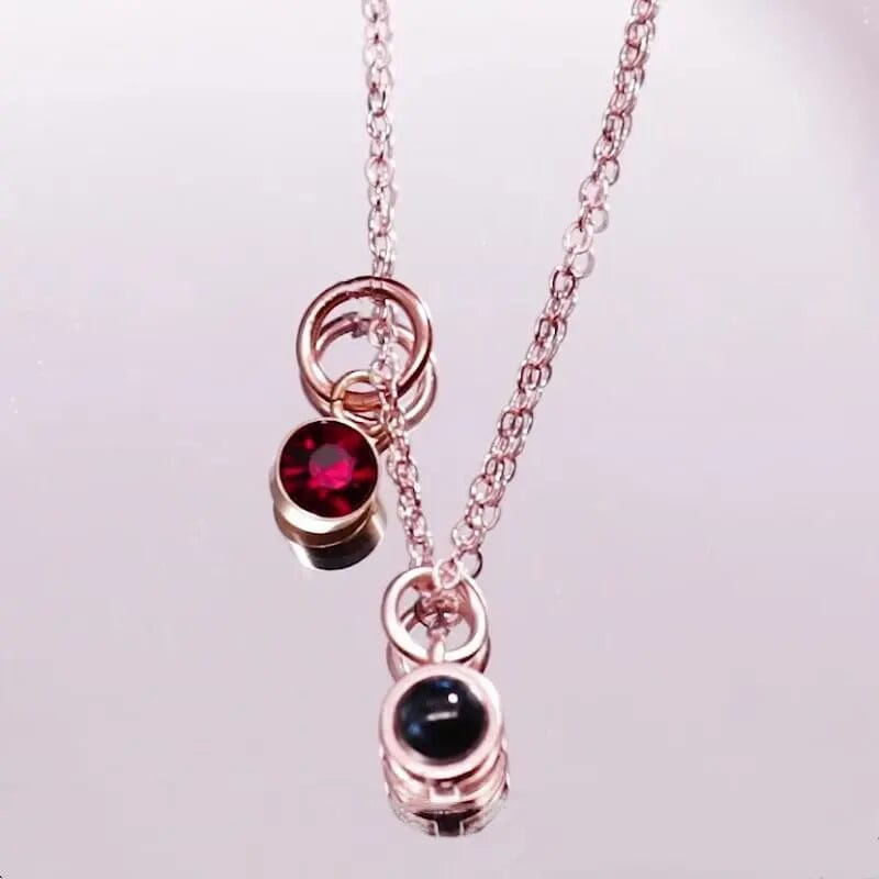 Collier de projection photo personnalisé avec pendentif en pierre de naissance 
