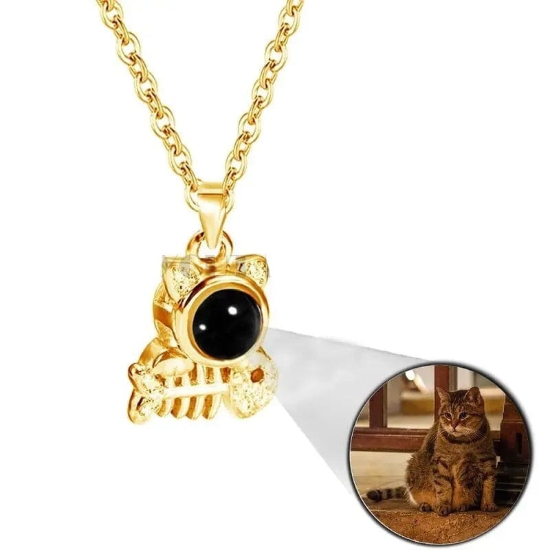 Custom Photo Projection Pet Fish-bone Shape Necklace - Wear fortune