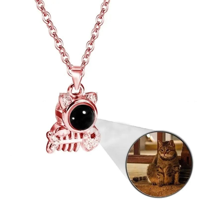 Custom Photo Projection Pet Fish-bone Shape Necklace - Wear fortune
