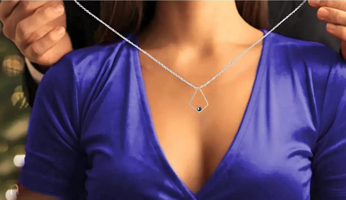 Collier pendentif polygone avec projection photo personnalisée 