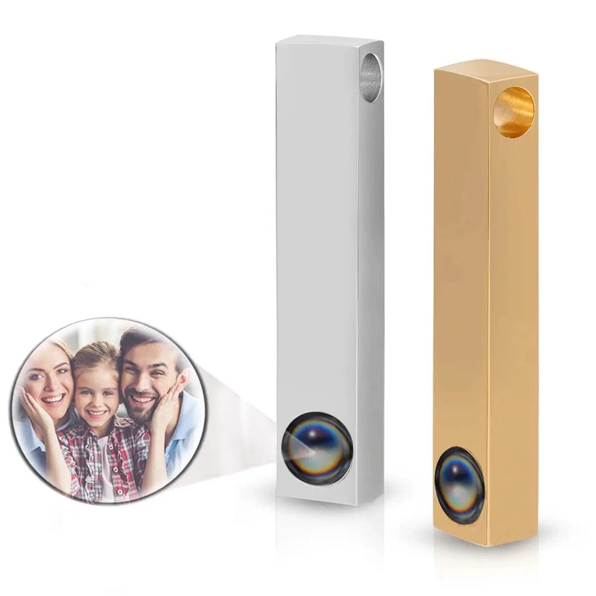 Collier rectangulaire avec projection photo personnalisée 