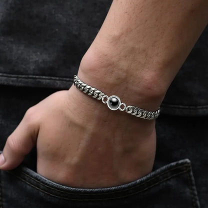 Benutzerdefiniertes dickes Kettenarmband mit Fotoprojektion 