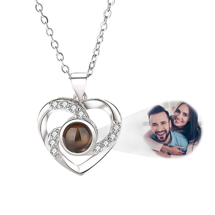 Collier personnalisé avec projection photo et cœur viking 