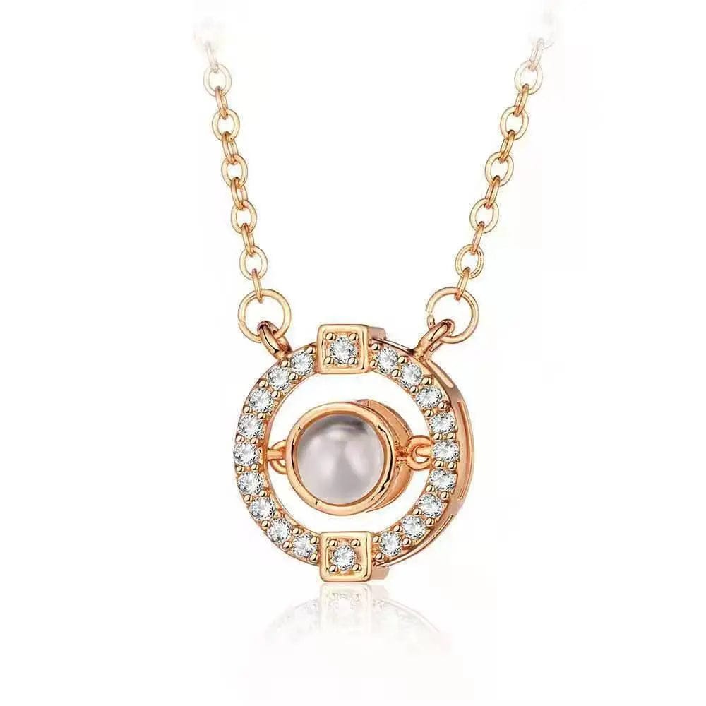 Collier photo personnalisé avec pierre de zircone ronde cachée