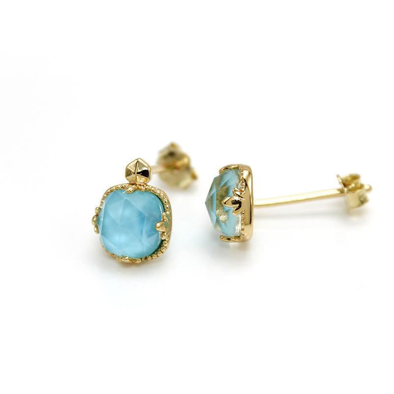 Buddha Stones 925 Sterling Silver Plated Gold Turquoise Protection Ring Earrings Necklace Pendant Set