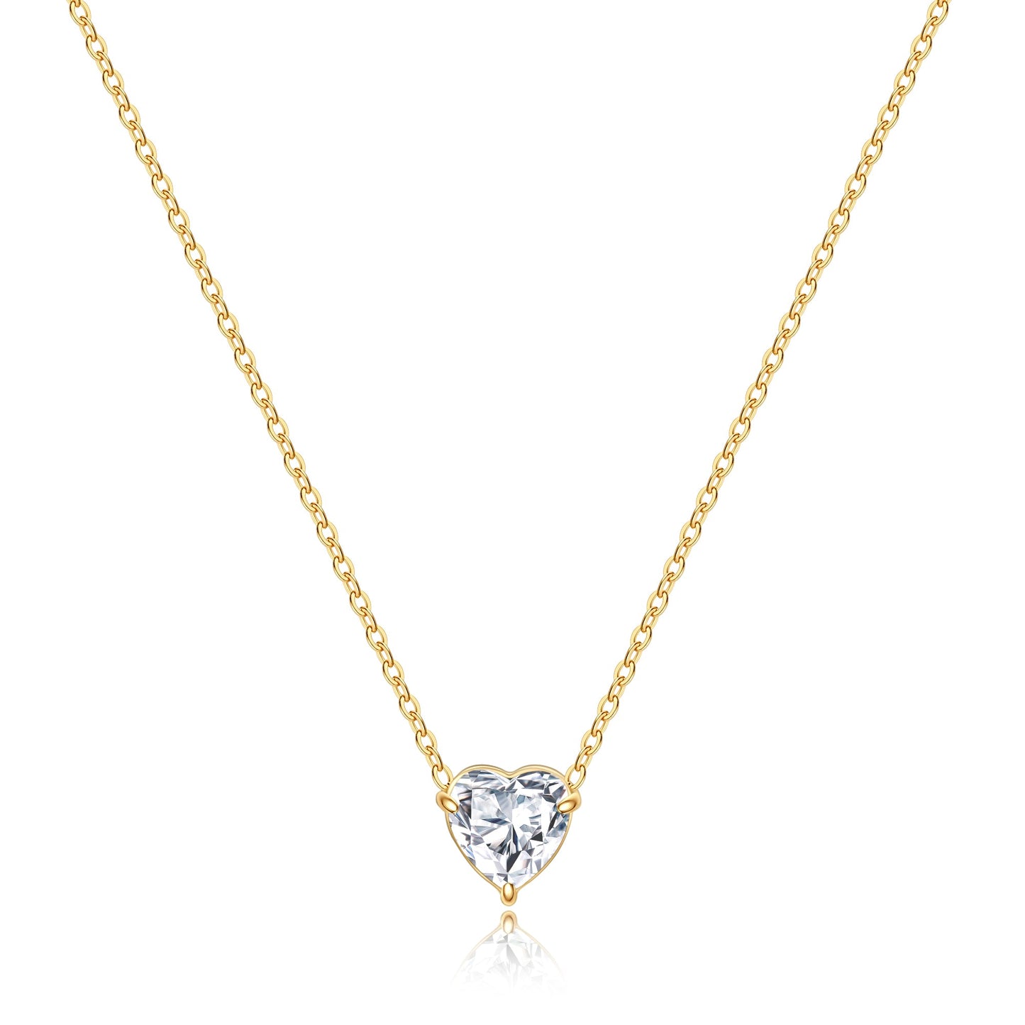 Collier délicat en forme de cœur avec pierre de naissance
