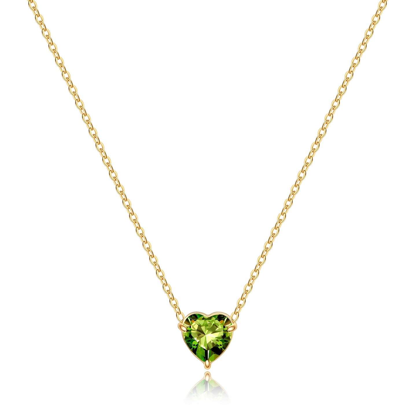 Collier délicat en forme de cœur avec pierre de naissance