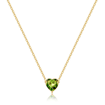 Collier délicat en forme de cœur avec pierre de naissance