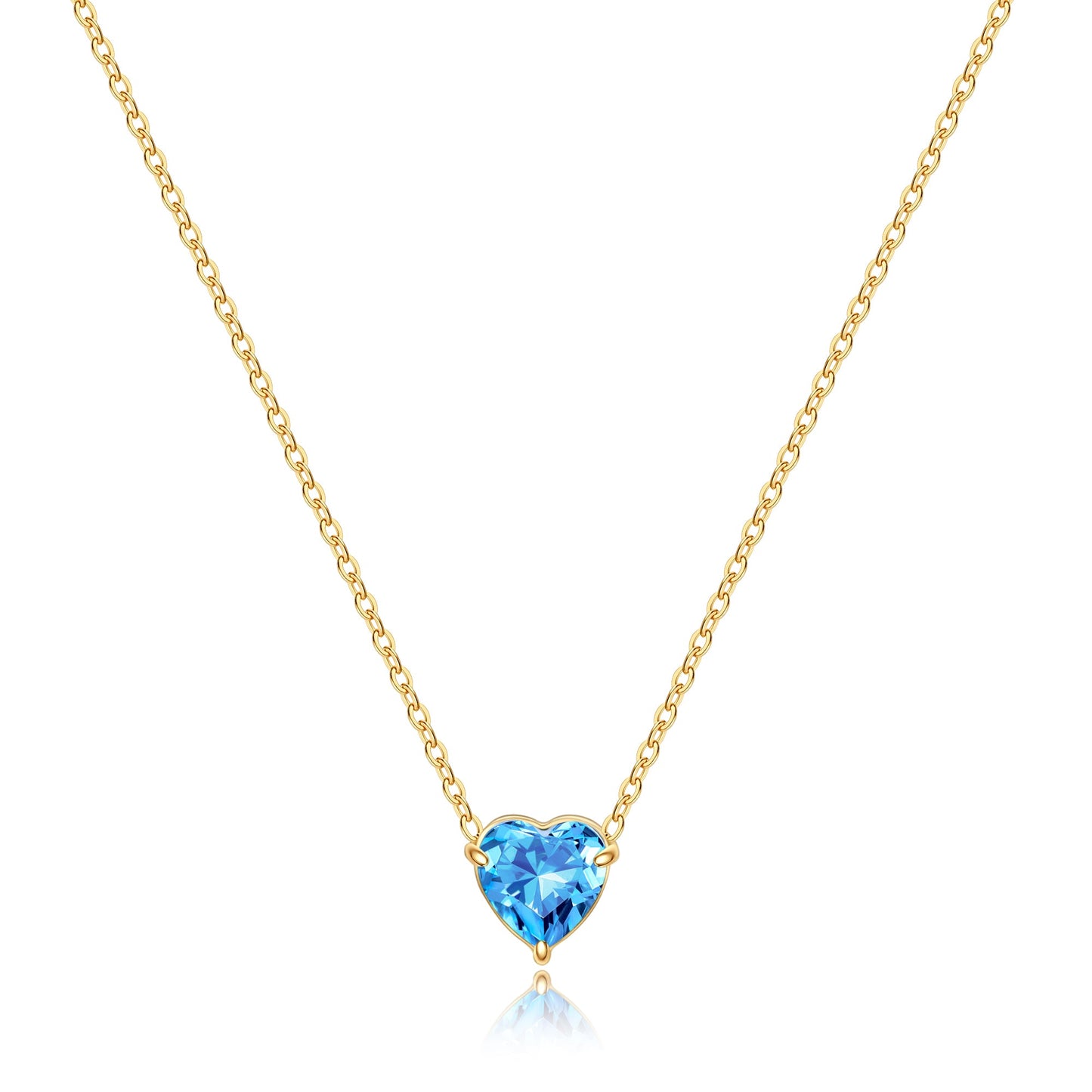 Collier délicat en forme de cœur avec pierre de naissance