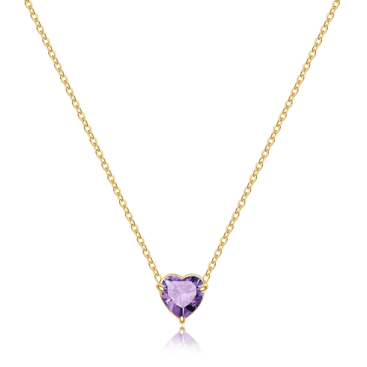 Collier délicat en forme de cœur avec pierre de naissance
