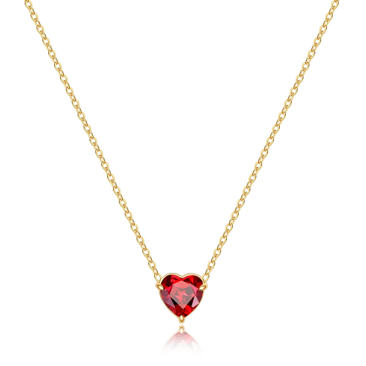 Collier délicat en forme de cœur avec pierre de naissance