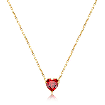 Collier délicat en forme de cœur avec pierre de naissance