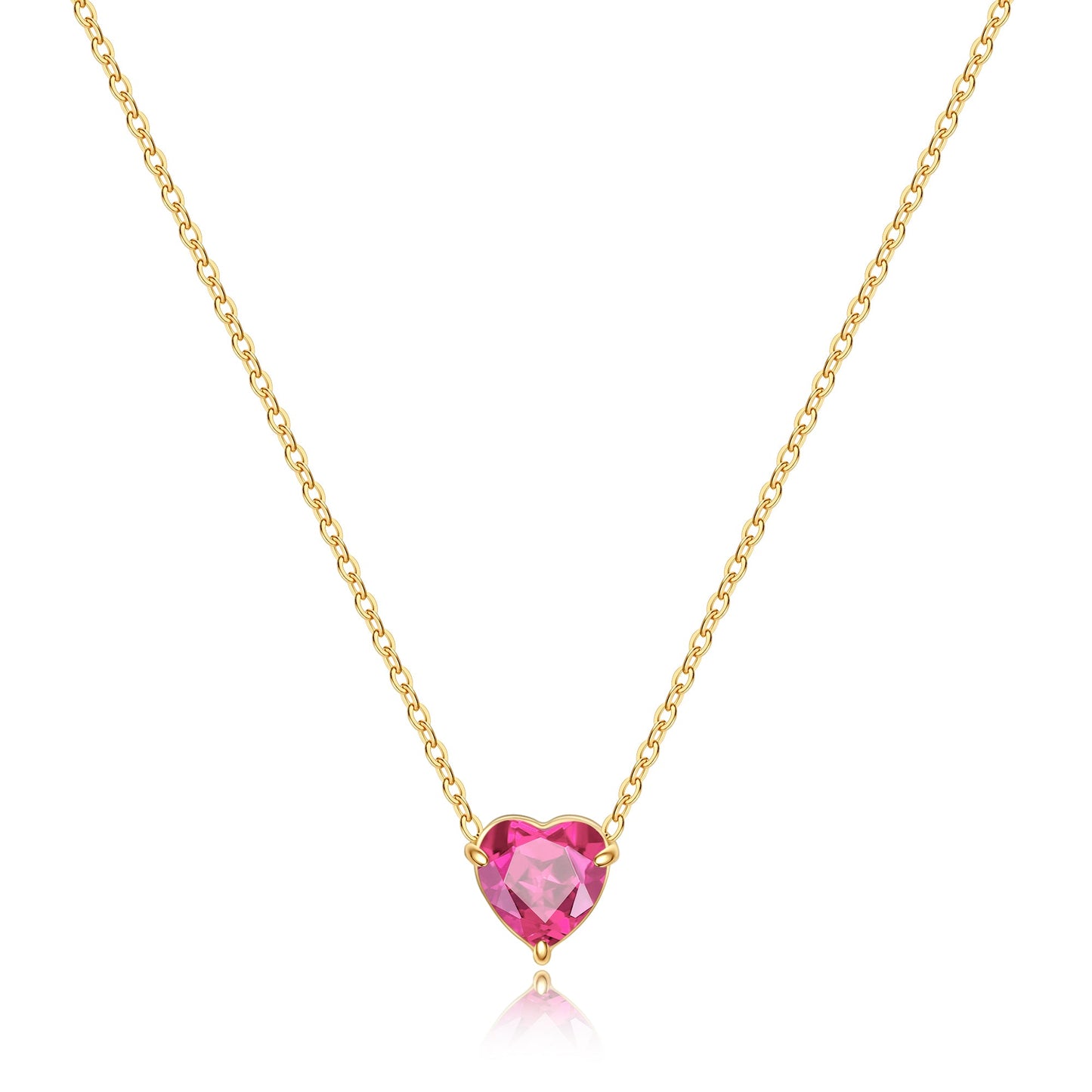 Collier délicat en forme de cœur avec pierre de naissance