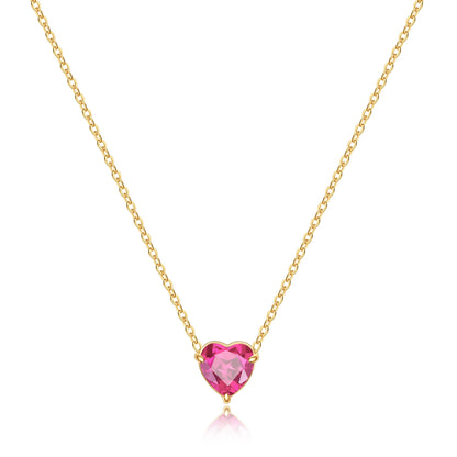 Collier délicat en forme de cœur avec pierre de naissance