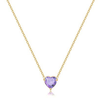 Collier délicat en forme de cœur avec pierre de naissance