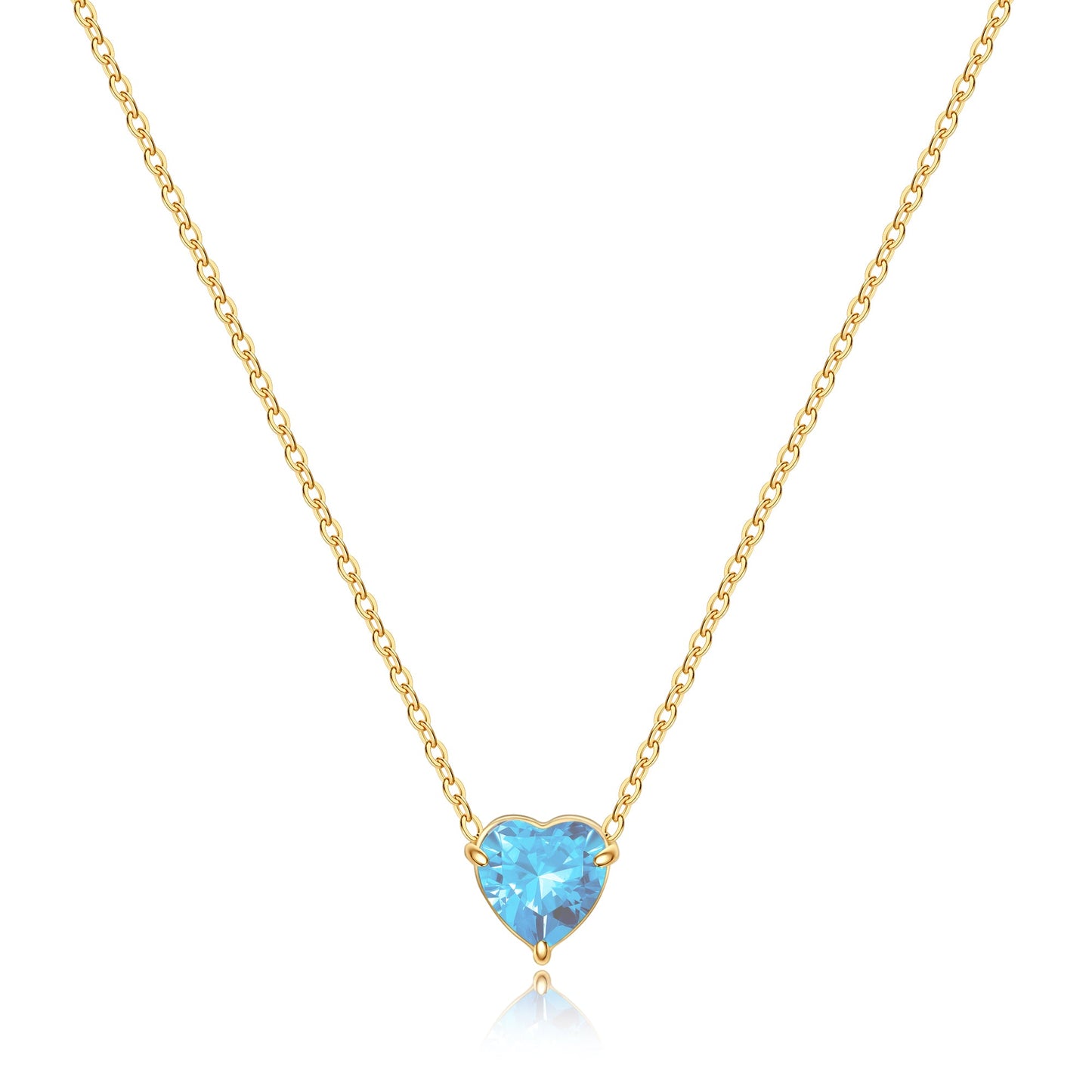 Collier délicat en forme de cœur avec pierre de naissance