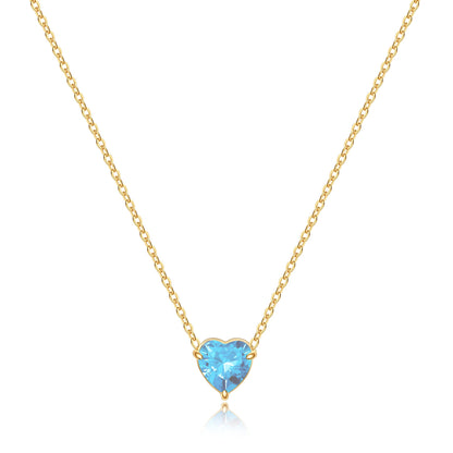 Collier délicat en forme de cœur avec pierre de naissance