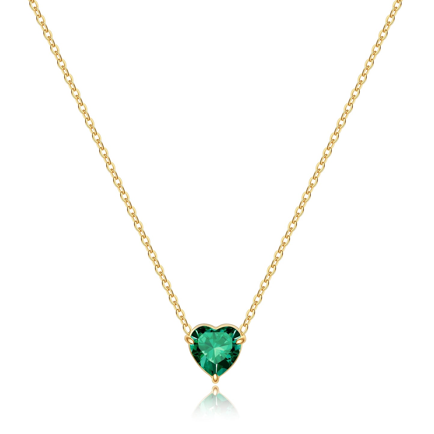 Collier délicat en forme de cœur avec pierre de naissance