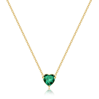 Collier délicat en forme de cœur avec pierre de naissance