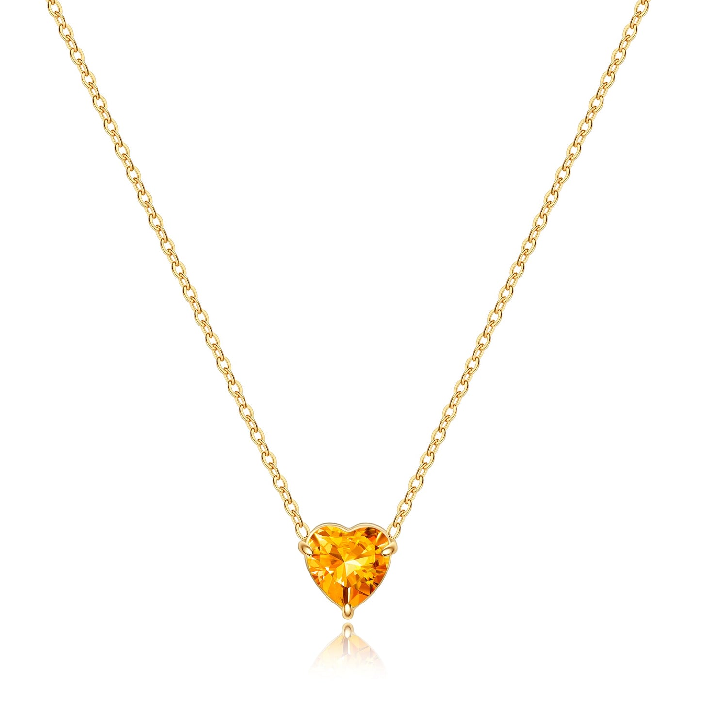 Collier délicat en forme de cœur avec pierre de naissance