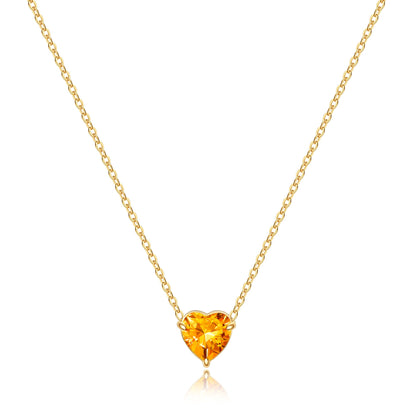 Collier délicat en forme de cœur avec pierre de naissance