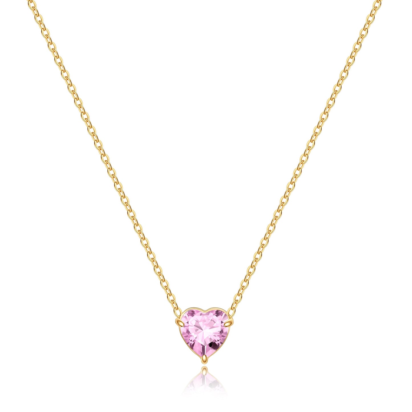 Collier délicat en forme de cœur avec pierre de naissance