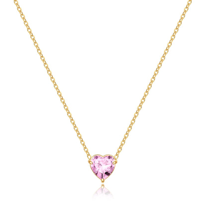 Collier délicat en forme de cœur avec pierre de naissance