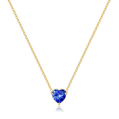 Collier délicat en forme de cœur avec pierre de naissance