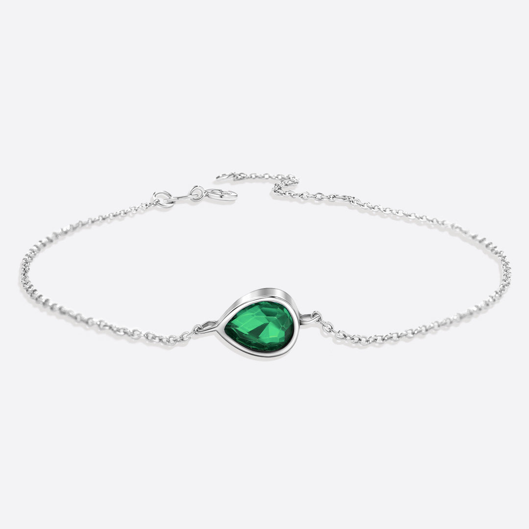 Bracelet en forme de larme avec pierre de naissance