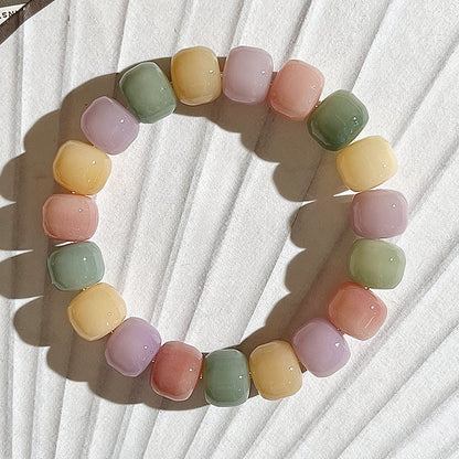 Natural Bodhi Bracelet with Burger-Shaped Beads (Multiple Colors Available)