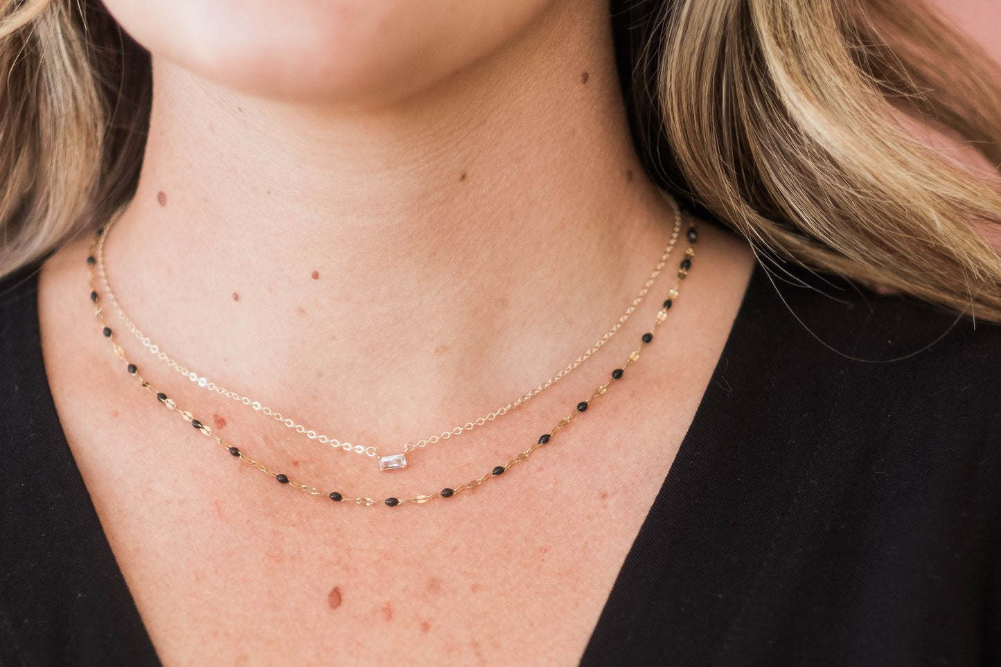 Enamel Lace Chain | Black, White