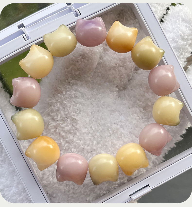 16mm Adorable Cat Head Bodhi Bracelet (Available in Multiple Colors)