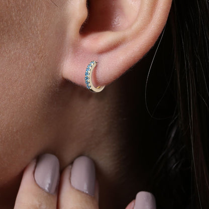 Boucles d'oreilles créoles dormeuses en pierres précieuses