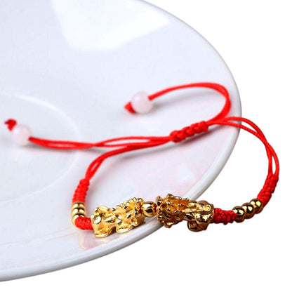 Double Piyao Red String Lucky Bracelet