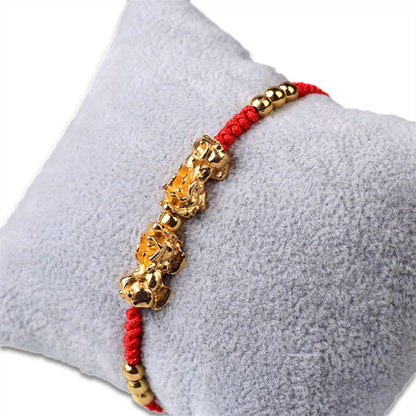 Double Piyao Red String Lucky Bracelet