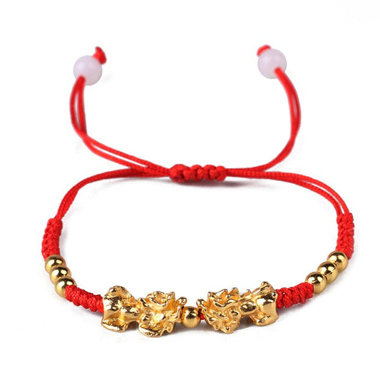 Double Piyao Red String Lucky Bracelet