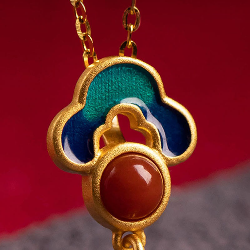 Ensemble collier, boucles d'oreilles et bague en agate rouge cinabre plaqué or et argent sterling 925 avec pierres de Bouddha 
