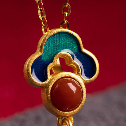 Ensemble collier, boucles d'oreilles et bague en agate rouge cinabre plaqué or et argent sterling 925 avec pierres de Bouddha 