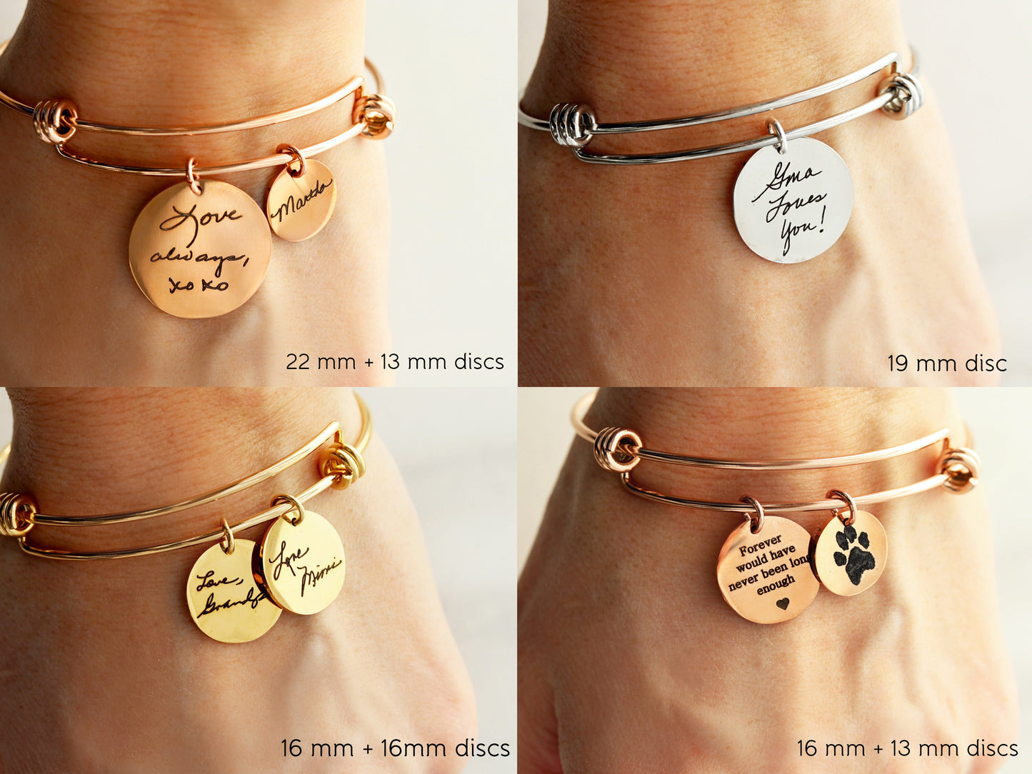 Bracelet jonc à empreinte de patte réelle