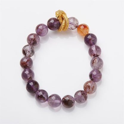 Bracelet Sagesse Dragon Plaqué Or Cuivre Fantôme Violet Pierres de Bouddha