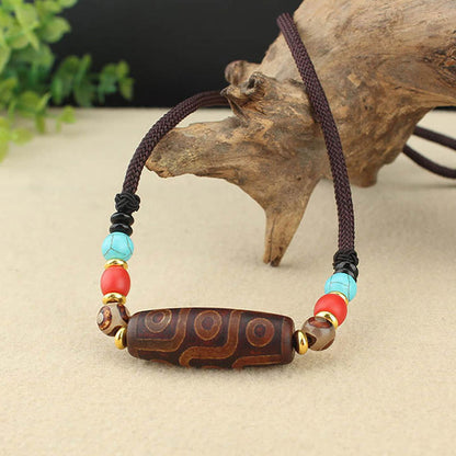 Pierres de Bouddha Perle Dzi tibétaine à neuf yeux Perle Dzi à trois yeux Colliers de protection Pendentif 